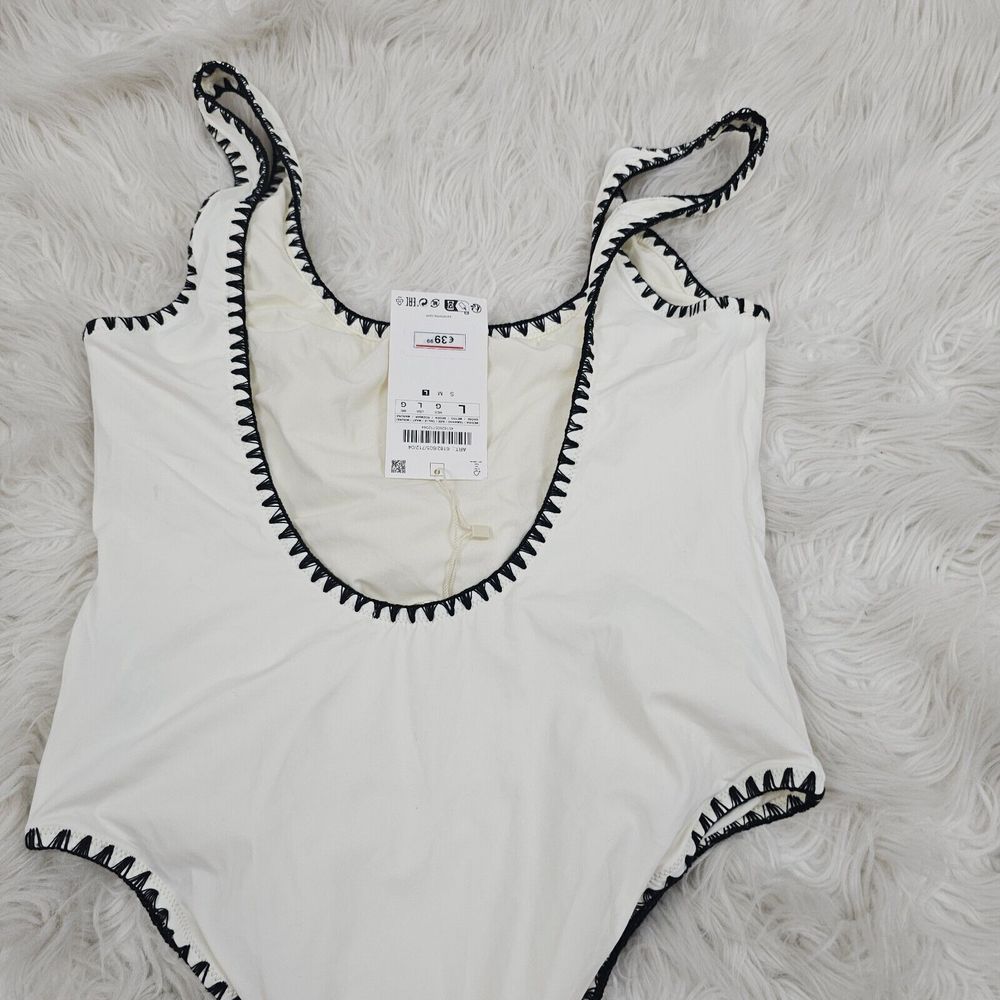 Zara Home One Piece Swimsuit Contrast Stitch Women's Size Large - Picture 5 of 15